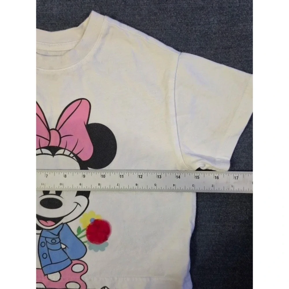 Baby Gap Disney Minnie Mouse Graphic T-Shirt Cream 3 Years Pom Pom Detail